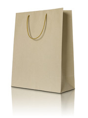 Brown paper bag on white background