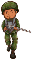 Sticker - A brave soldier holding a gun