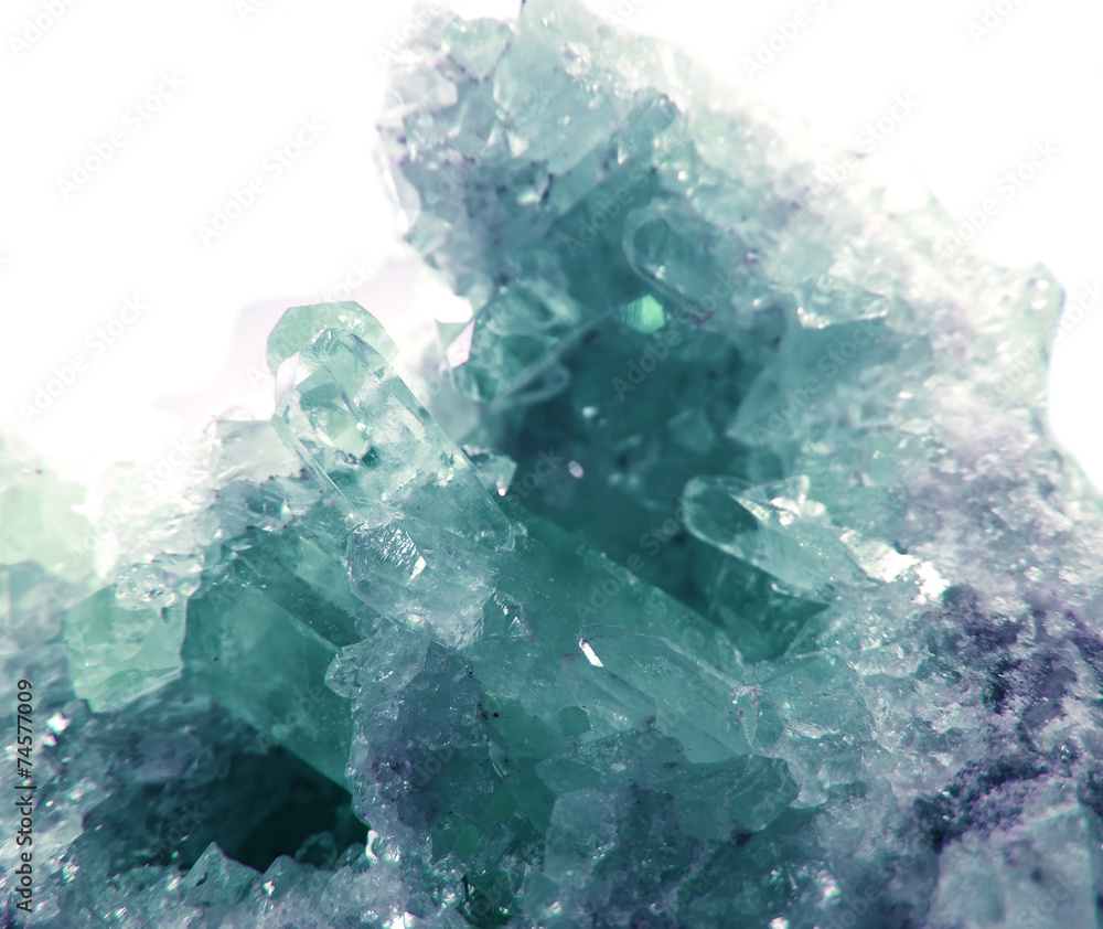aquamarine geode geological crystals - obrazy, fototapety, plakaty 