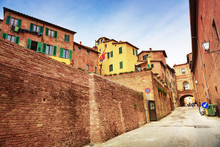 Small Town Street View In Sienna, Italy
