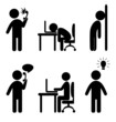 Set of business office situation flat icons isolated on white ba