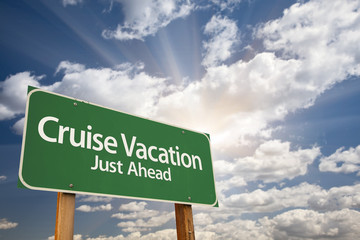 Wall Mural - Cruise Vacation Just Ahead Green Road Sign