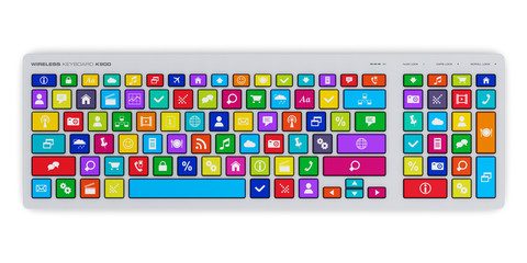 Poster - Computer keyboard with color social media keys