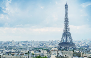 Fototapete - Aerial view of Tour Eiffel and Paris cityscape