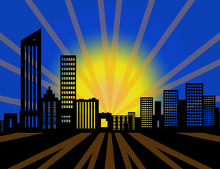 Beautiful abstract cityscape pop art