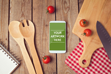 Canvas Print - Smartphone mock up template for cooking apps display