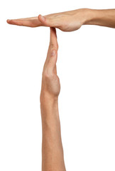 man's hands in a position to indicate timeout sign