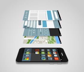 Aufkleber - Modern smartphone with different application screens. Design ele