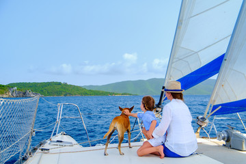 Wall Mural - family sailing on a luxury yacht