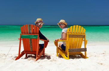 Sticker - Couple at tropical beach