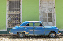 Blue Classic Car In Trinidad, Cuba