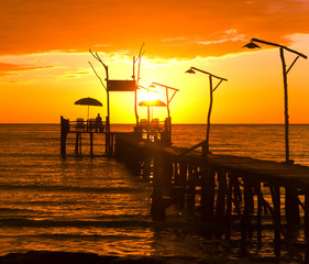 Canvas Print - Nightfall by the Sea Jetty to Eternity