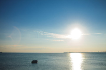 sea and sky during sundown. bright seascape