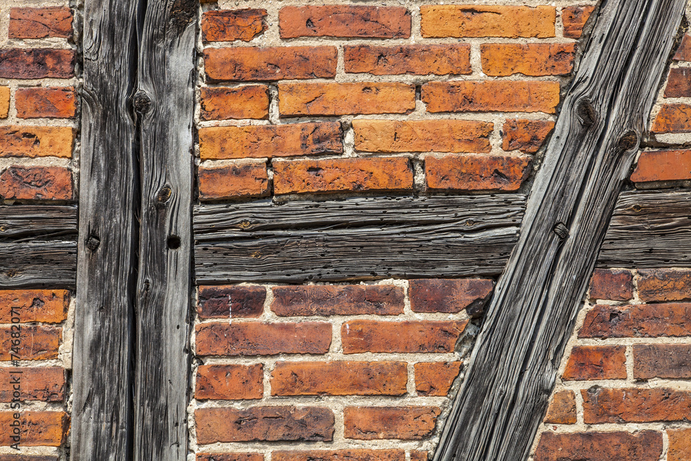Prussian Structure Old Bricks and Wood Bars, Structure of Prussian Wall Stock Photo ...