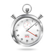 © tashalex - Silver bright stopwatch clock isolated on white background.
