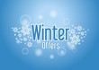 Winter Offers Word with Snows in Beautiful  Blue Background