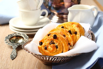 Wall Mural - Fresh gluten free sweet swirl buns with raisins