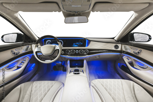 Interior Of Car White Seats Blue Ambient Light Kaufen Sie