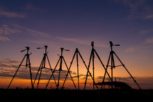 Silhouette Tripod Are Located In The Beautiful Countryside.