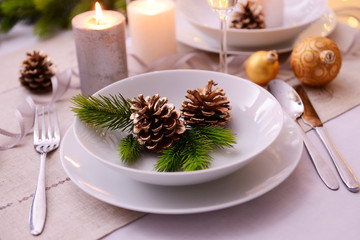 Wall Mural - Beautiful Christmas table setting