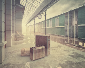 Obraz na płótnie 3d peron retro piękny transport