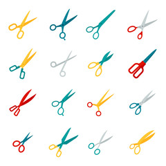 Poster - scissors icons flat