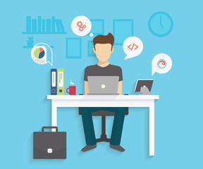 Wall Mural - man with laptop