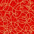 Festive seamless pattern, yellow ribbons on red background