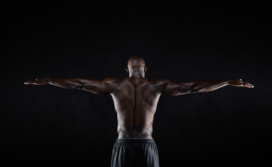 Strong back of a black muscular man