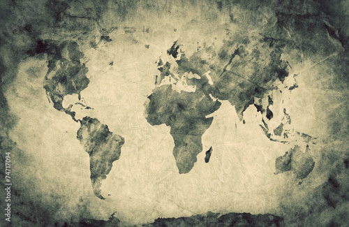 Ancient, old world map. Pencil sketch, vintage background Poster