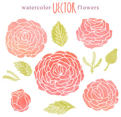 Fototapete - Watercolor flowers in vector