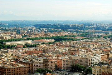 Wall Mural - Aerial view of Rome city from St Peter Basilica roof