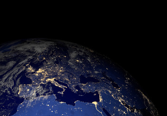 Wall Mural - Earth from space at night. Other orientations available.