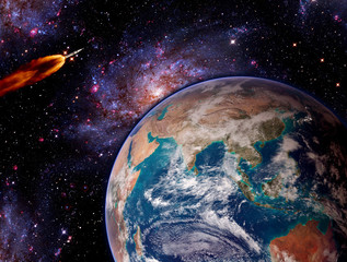 Wall Mural - space earth rocket galaxy