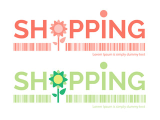 Shopping word with flower symbol