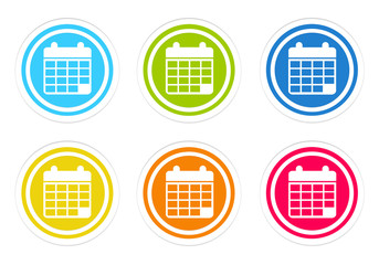Wall Mural - set of rounded colorful buttons with calendar symbol