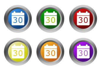 Wall Mural - set of rounded colorful buttons with calendar symbol