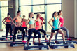 © Syda Productions - group of women working out with steppers in gym