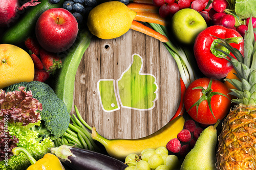 Nowoczesny obraz na płótnie Thumbs up for fruit and vegetables