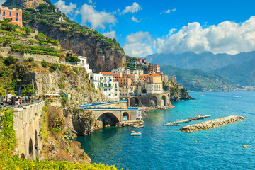 Wall Mural - Panoramic view of Amalfi and harbor,Italy,Europe