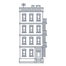 Vector Illustration - Line Drawn Old Building With Balcony And