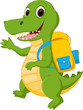 Happy crocodile cartoon going to school