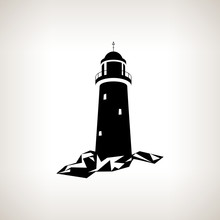 Silhouette Lighthouse On A Light Background