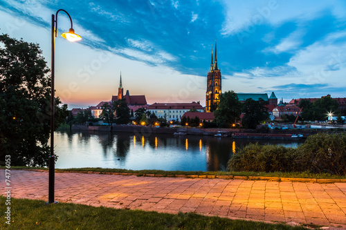 Naklejka - mata magnetyczna na lodówkę Wroclaw at night