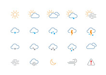 Thin Weather Colour Icon Set