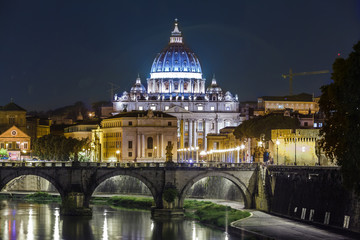 Canvas Print - Rome, Angels bridge and St. Peter