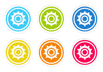 Wall Mural - set of rounded colorful icons with gears symbol