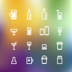 Poster - White drink icons clip-art on color background. Design elements