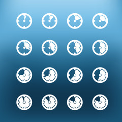 Aufkleber - White clock icons clip-art on color background