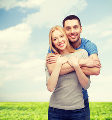 Wall Mural - smiling couple hugging